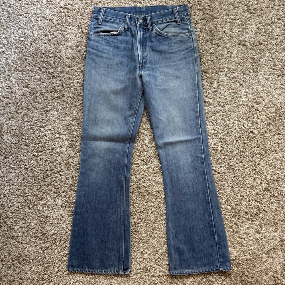 Vintage Levi’s 70’s Orange Tab 646 Bell Bottom Flare Blue Denim Jeans Size 31x32